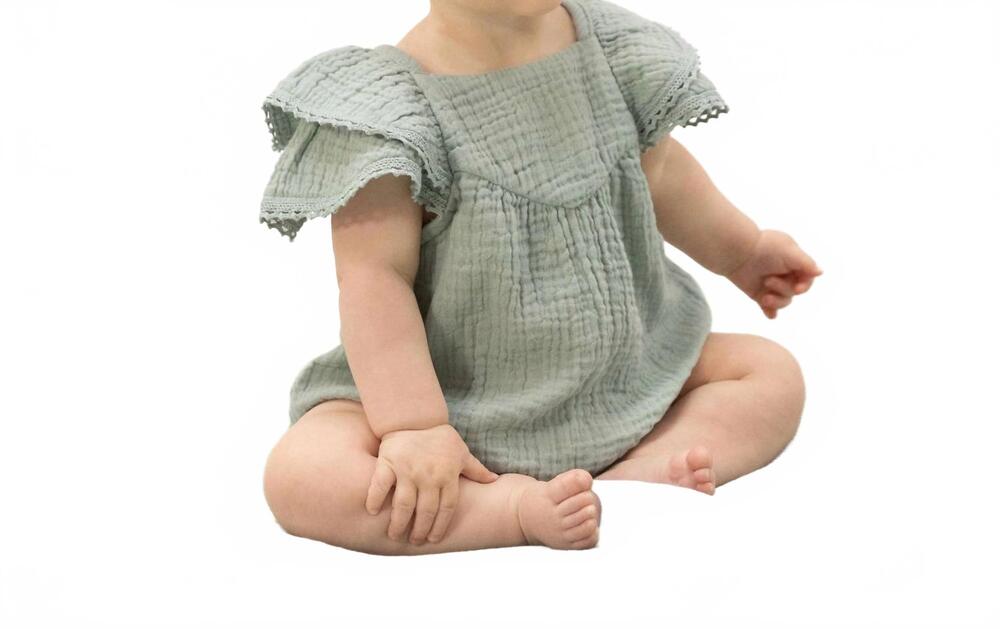 NEW ANGEL DEAR girls v-neck bubble romper in jadeite